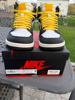 Nike Air Jordan 1 Mid Sneakers - Black, White & Yellow